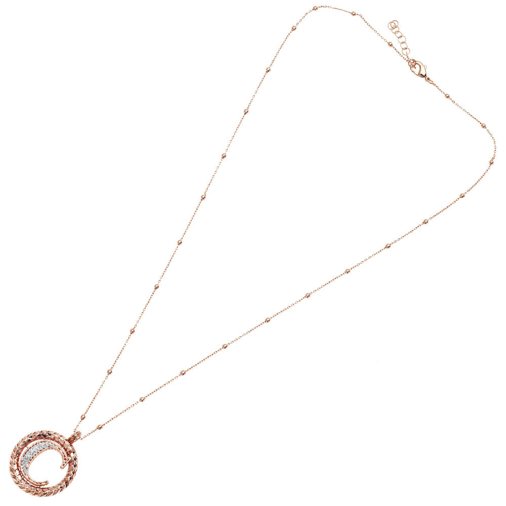 Ottaviani Collana in bronzo oro rosa con glitter argento
