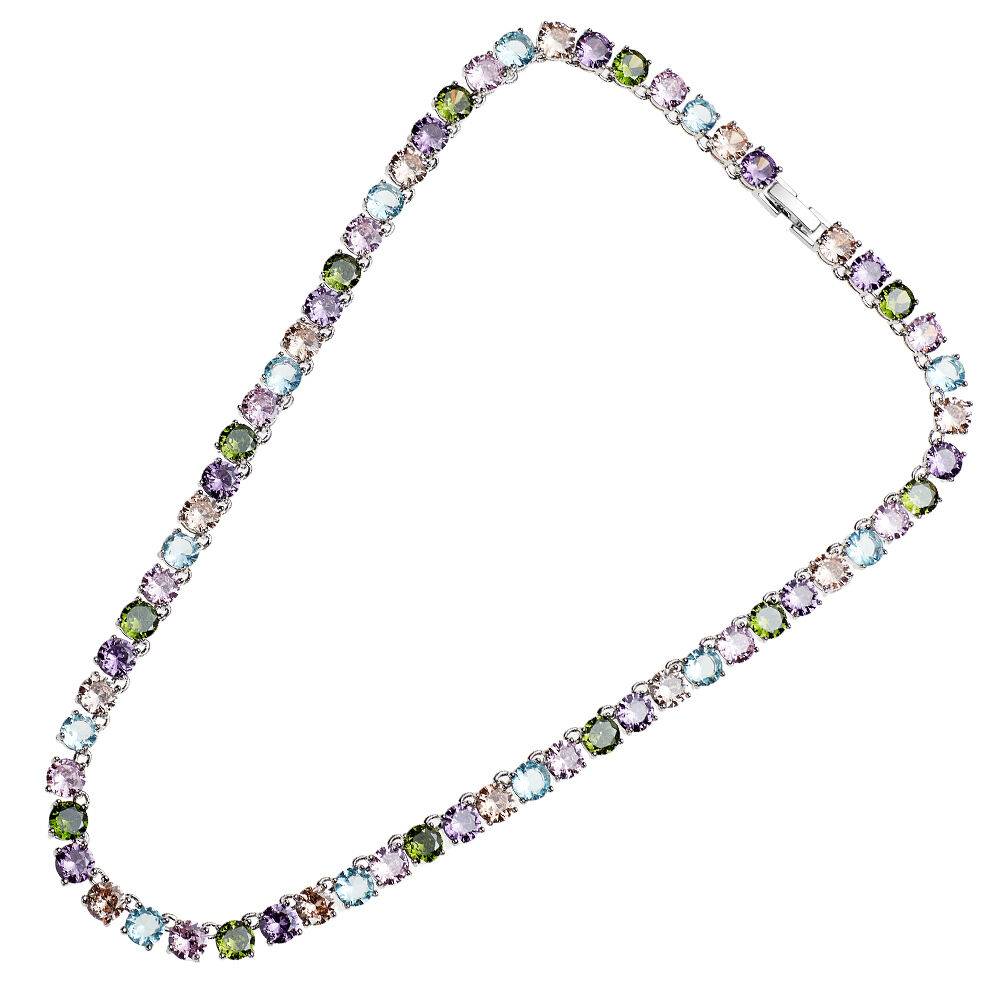 Ottaviani Collana rodiata con cubic zirconia colorata