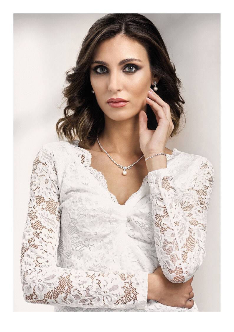 Ottaviani Collana Rodiata Con Cubic Zirconia E Perla