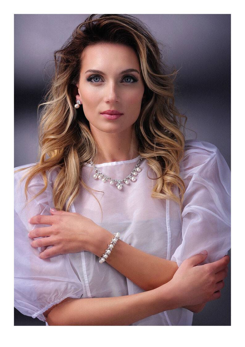 Ottaviani Collana Rodiata Con Cubic Zirconia E Perle