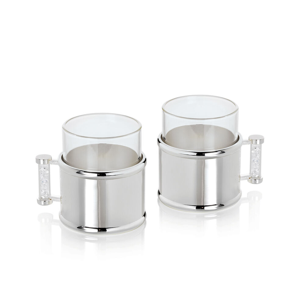 Ottaviani Coppia tazzine caffe'metallo arg.vetro e crist