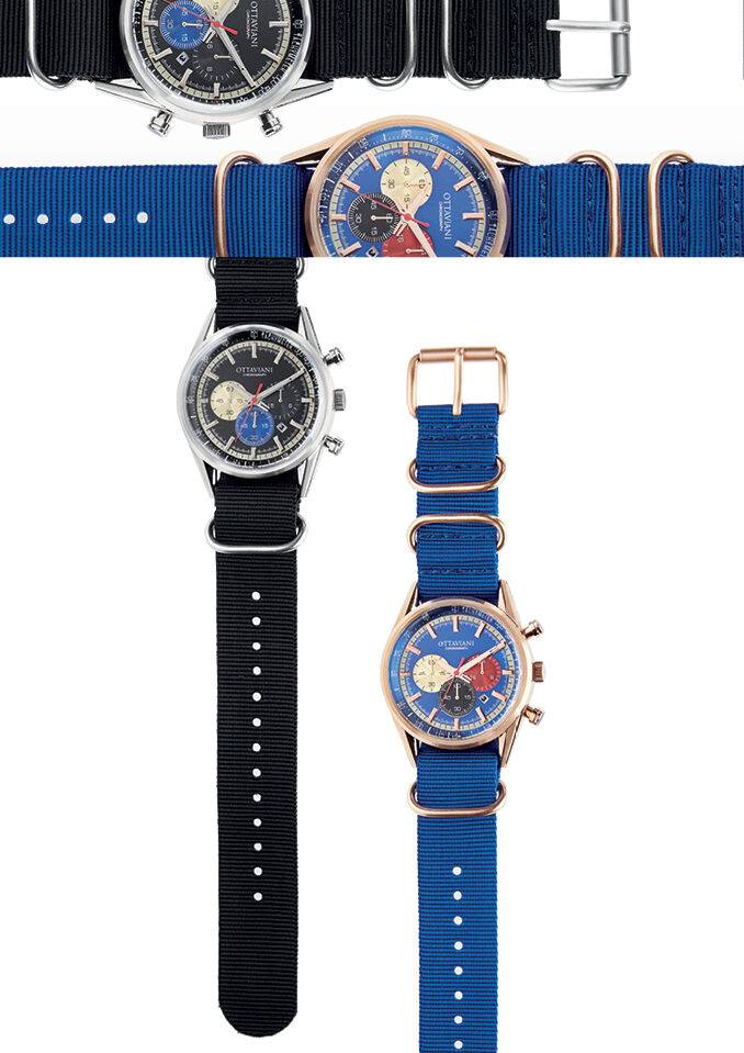 Ottaviani Cronografo Blu E Rose Gold Cursori Colorati