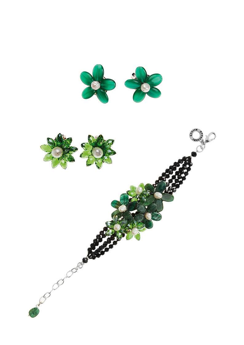 Ottaviani Orecchini Con Agata E Perle -chiusura Clip