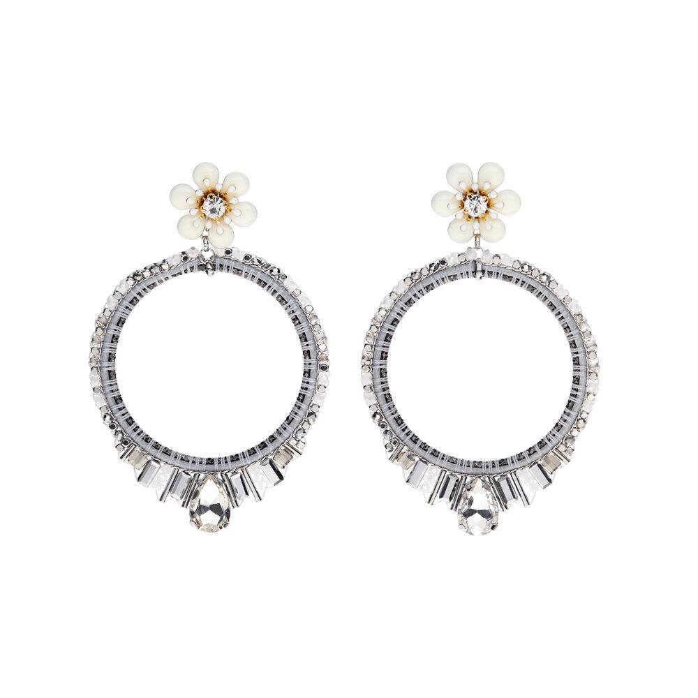 Ottaviani Orecchini con perle perline strass e fiori sma