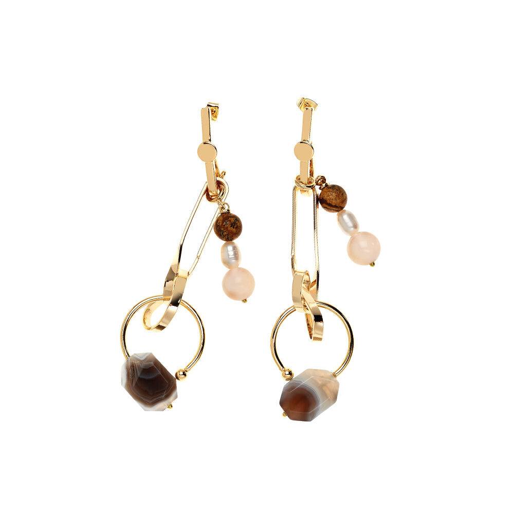 Ottaviani Orecchini con quarzo,giada,agata e perle di fi