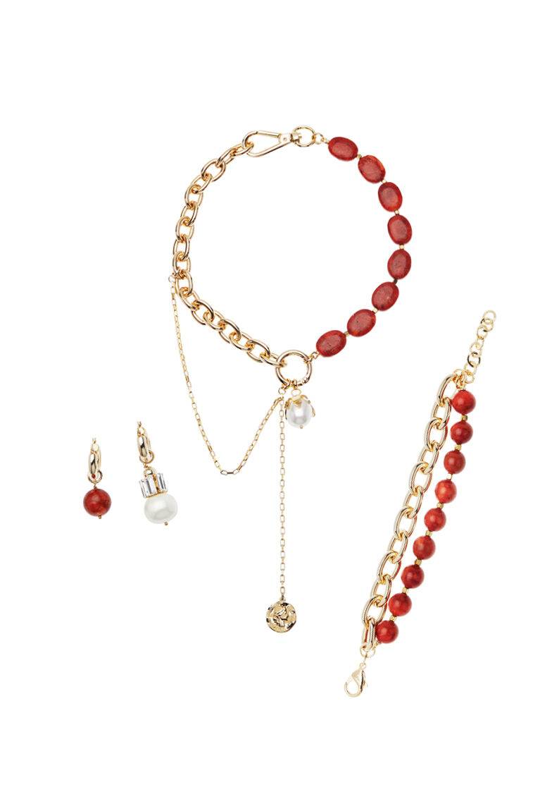 Ottaviani Orecchini Con Resina Corallo,perla Bij E Crist