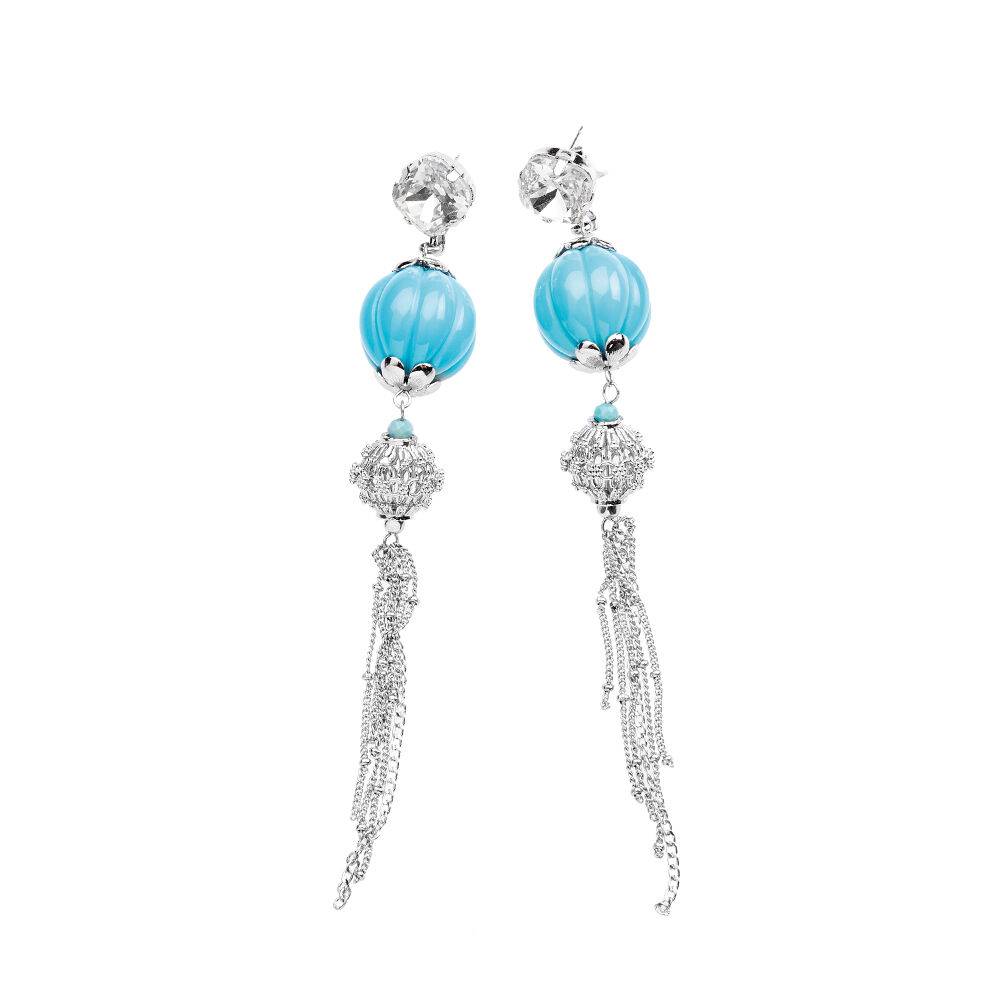 Ottaviani Orecchini con resina turchese e cristalli