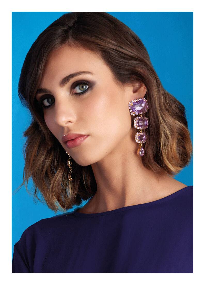 Ottaviani Orecchini Dorati Con Cristalli Chiusura Clip