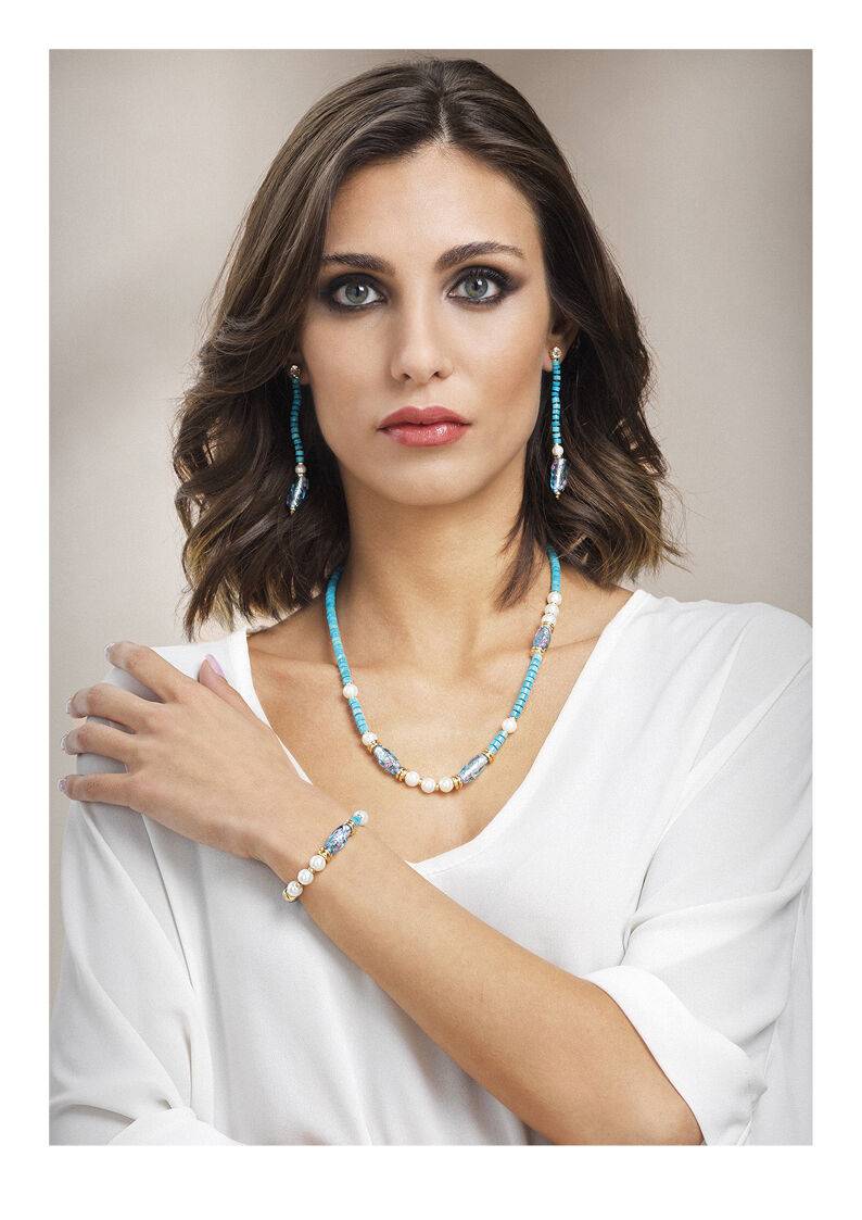 Ottaviani Orecchini Dorati Con Cristalli Perline E Perle