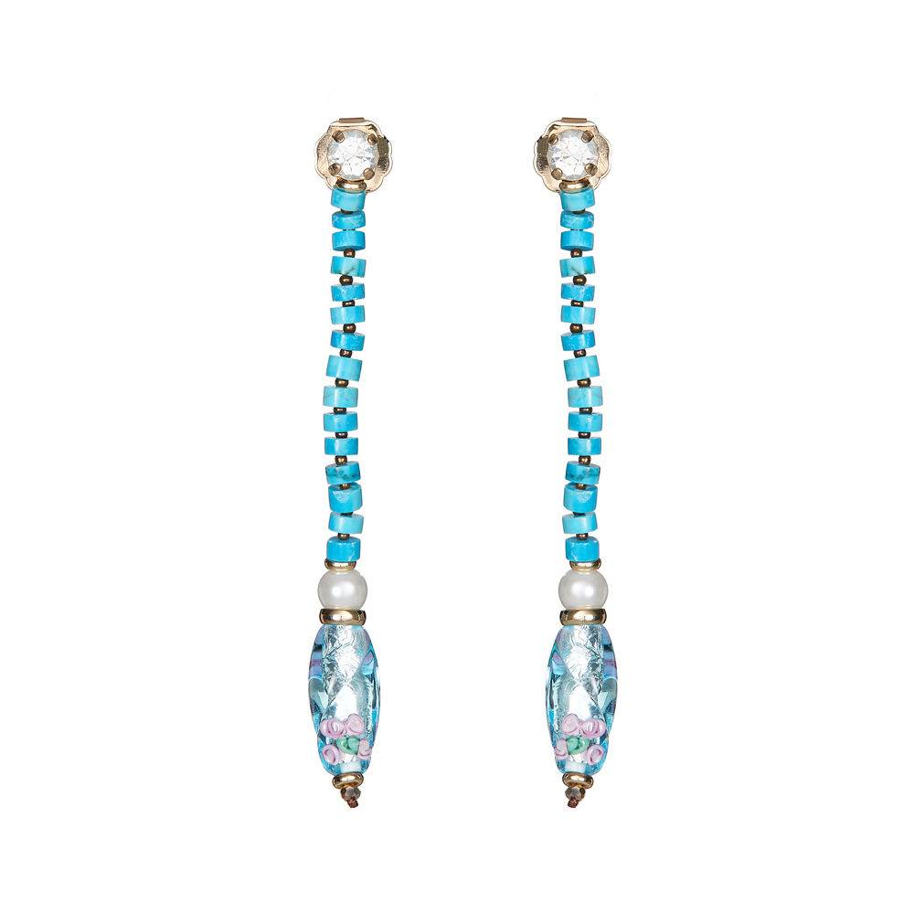 Ottaviani Orecchini dorati con cristalli perline e perle