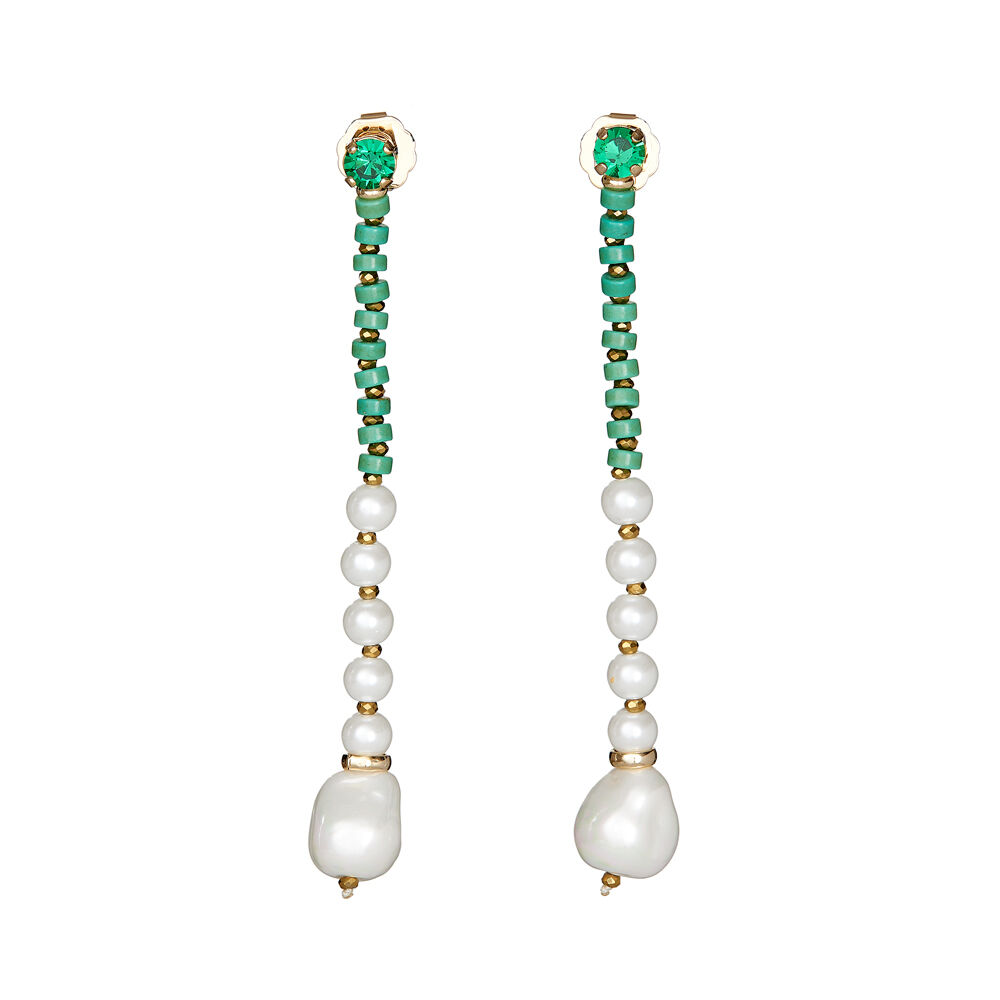 Ottaviani Orecchini dorati con cristalli perline e perle