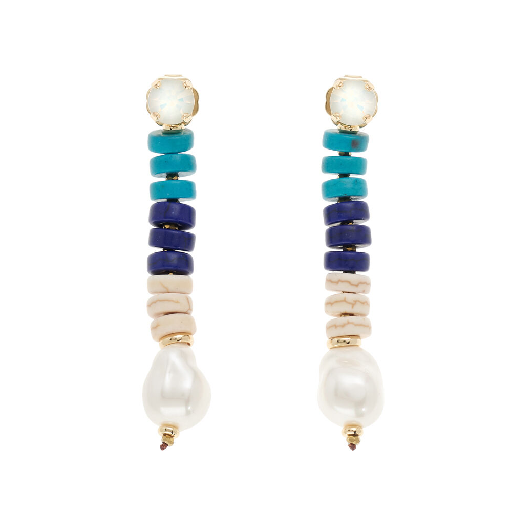 Ottaviani Orecchini dorati con cristalli perline e perle