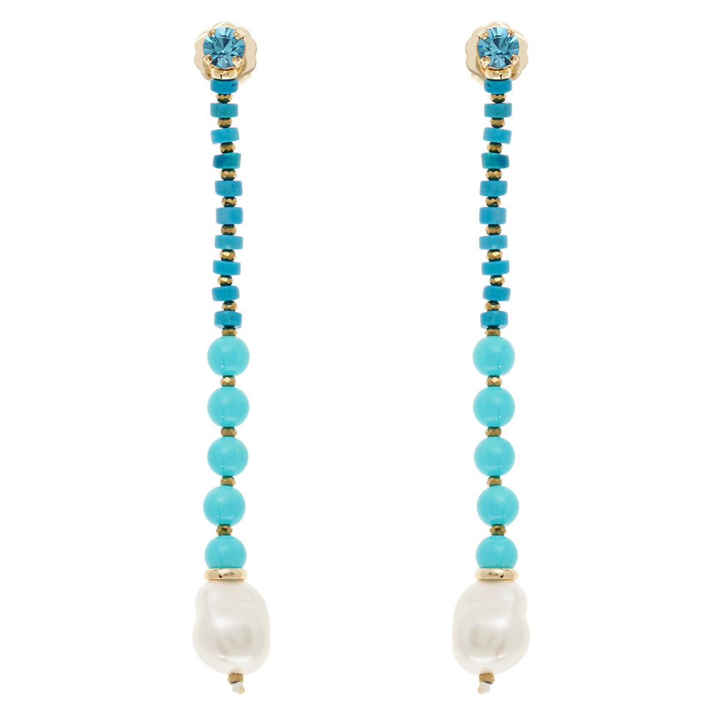 Ottaviani Orecchini dorati con cristalli perline e perle