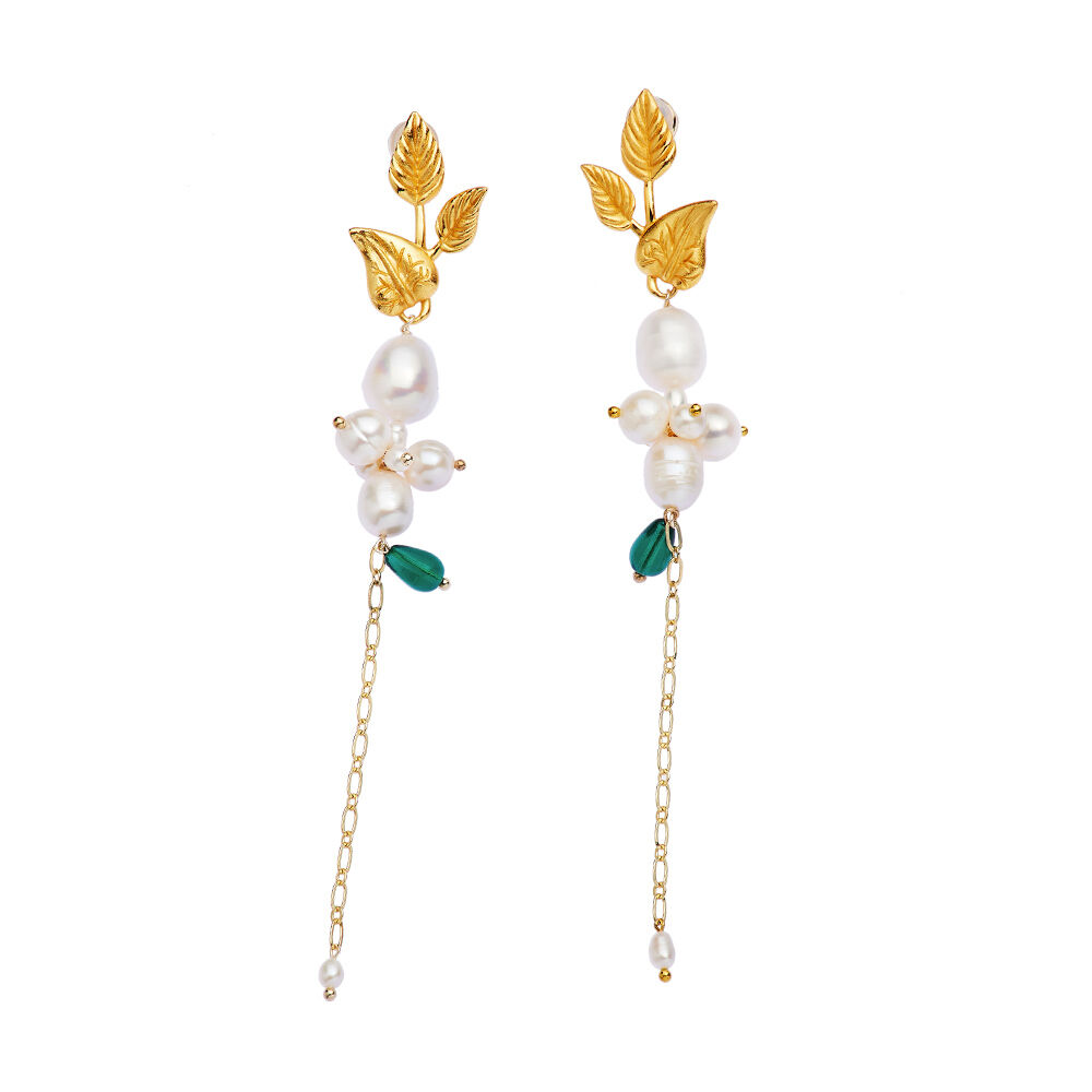 Ottaviani Orecchini dorati con perle di fiume e zircone