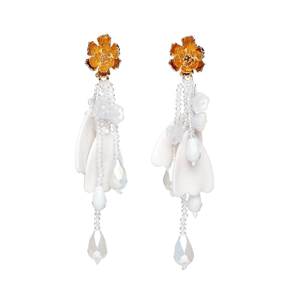 Ottaviani Orecchini dorati con perle di vetro,elem.in re