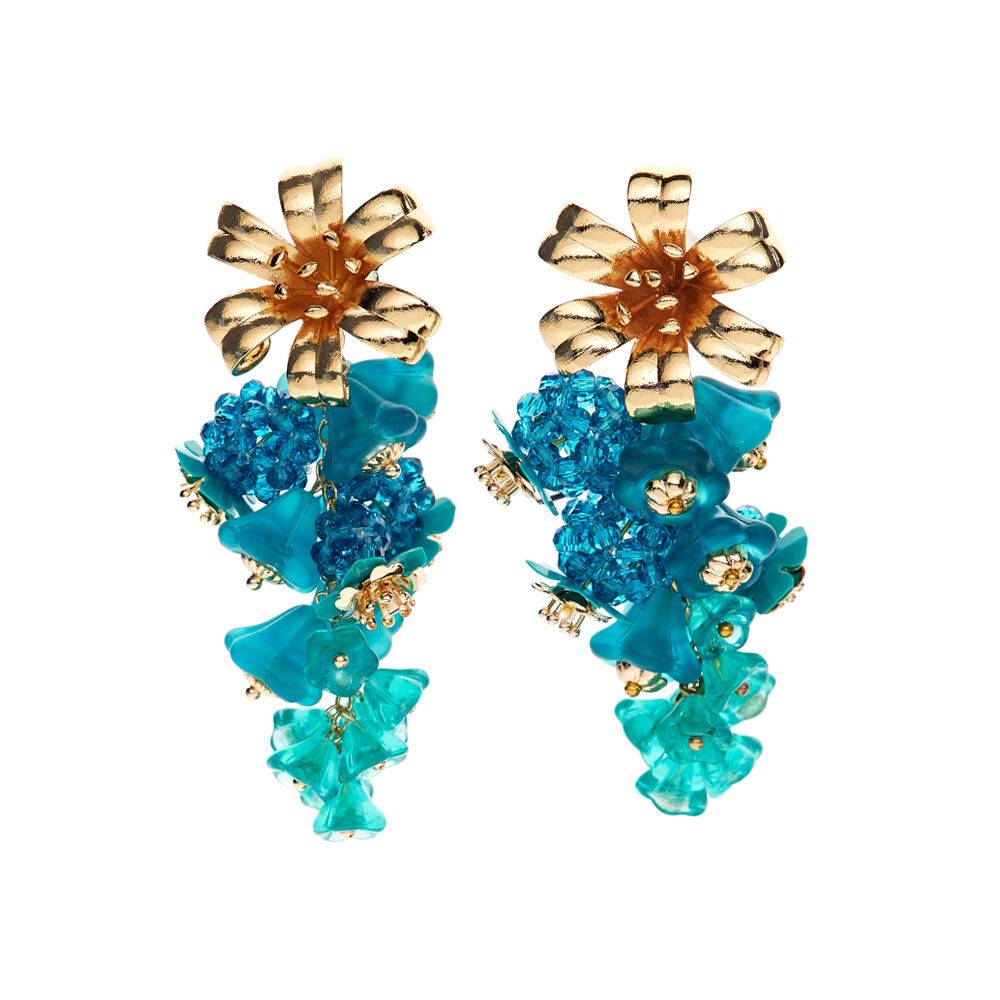 Ottaviani Orecchini dorati con perline e fiori di vetro