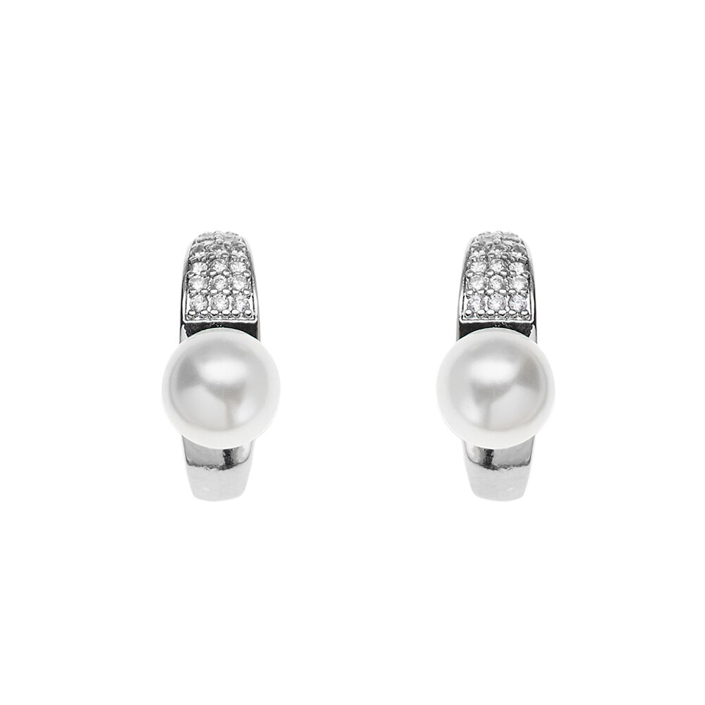 Ottaviani Orecchini rodiati con cubic zirconia e perle