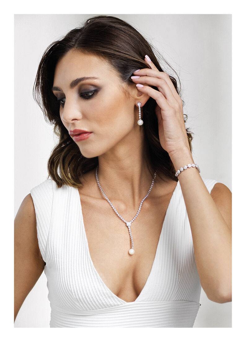 Ottaviani Orecchini Rodiati Con Cubic Zirconia E Perle