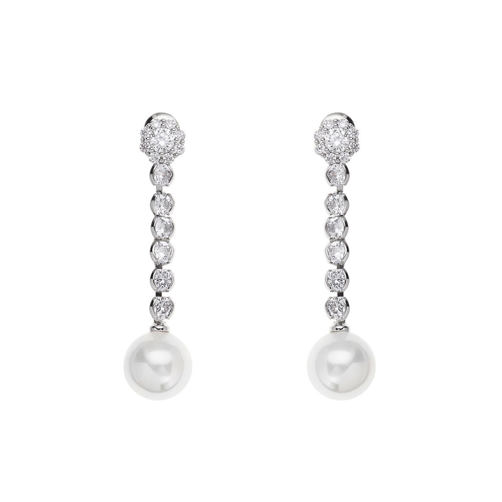 Ottaviani Orecchini rodiati con cubic zirconia e perle