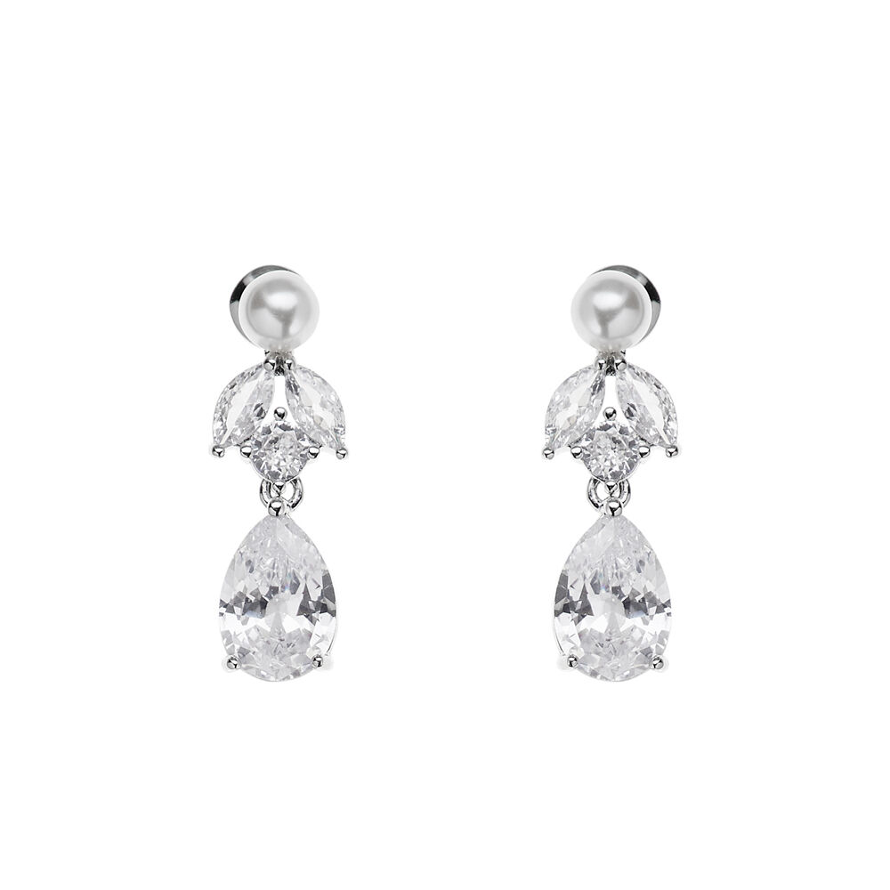 Ottaviani Orecchini rodiati con cubic zirconia e perle