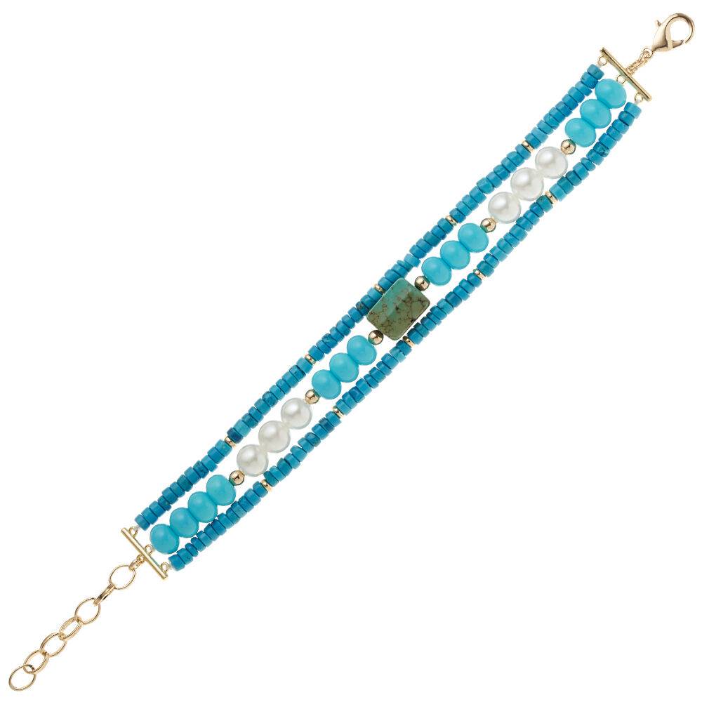 Ottaviani Bracciale dorato con perline e perle