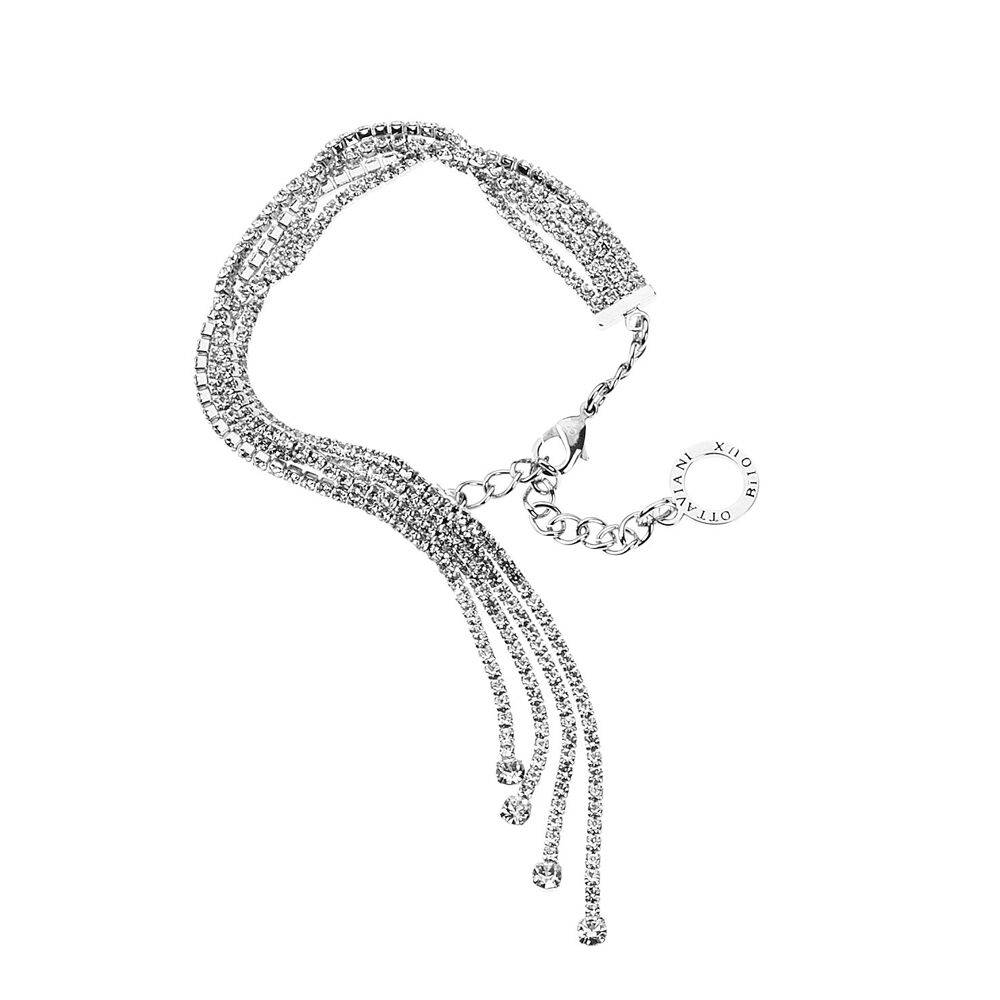 Ottaviani Bracciale in metallo rodiato con strass
