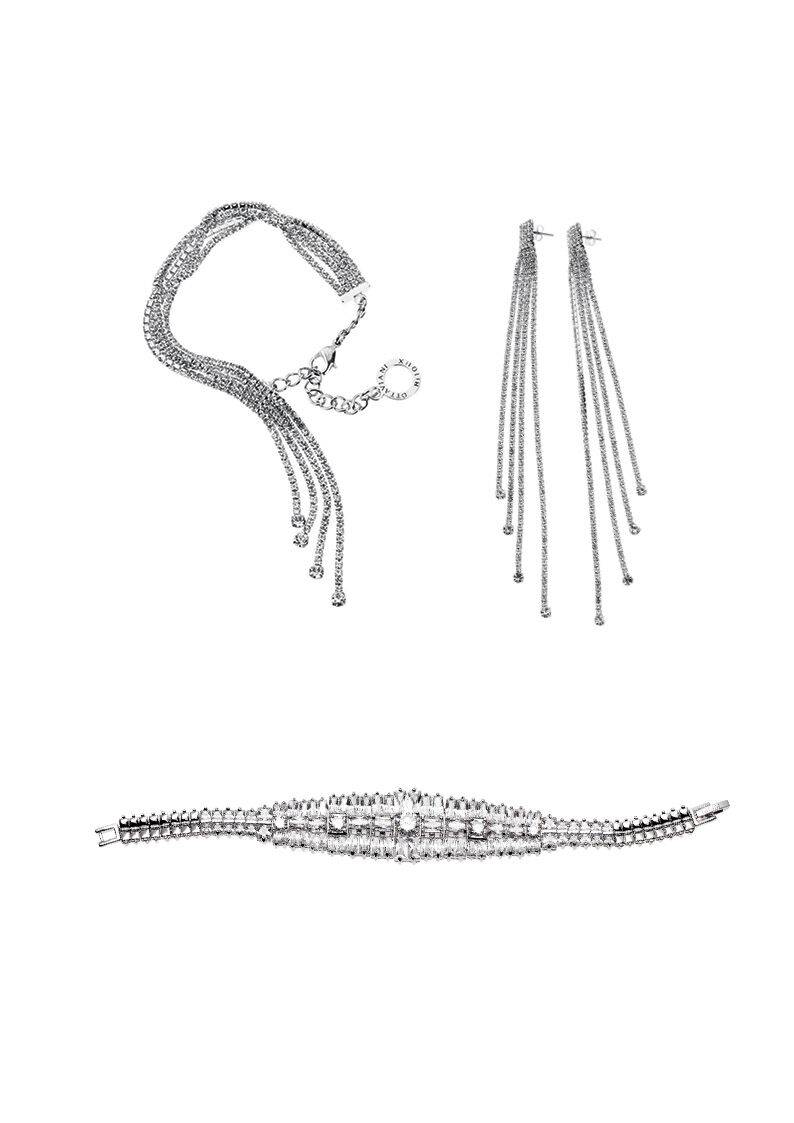 Ottaviani Bracciale Rodiato Con Cristalli E Strass