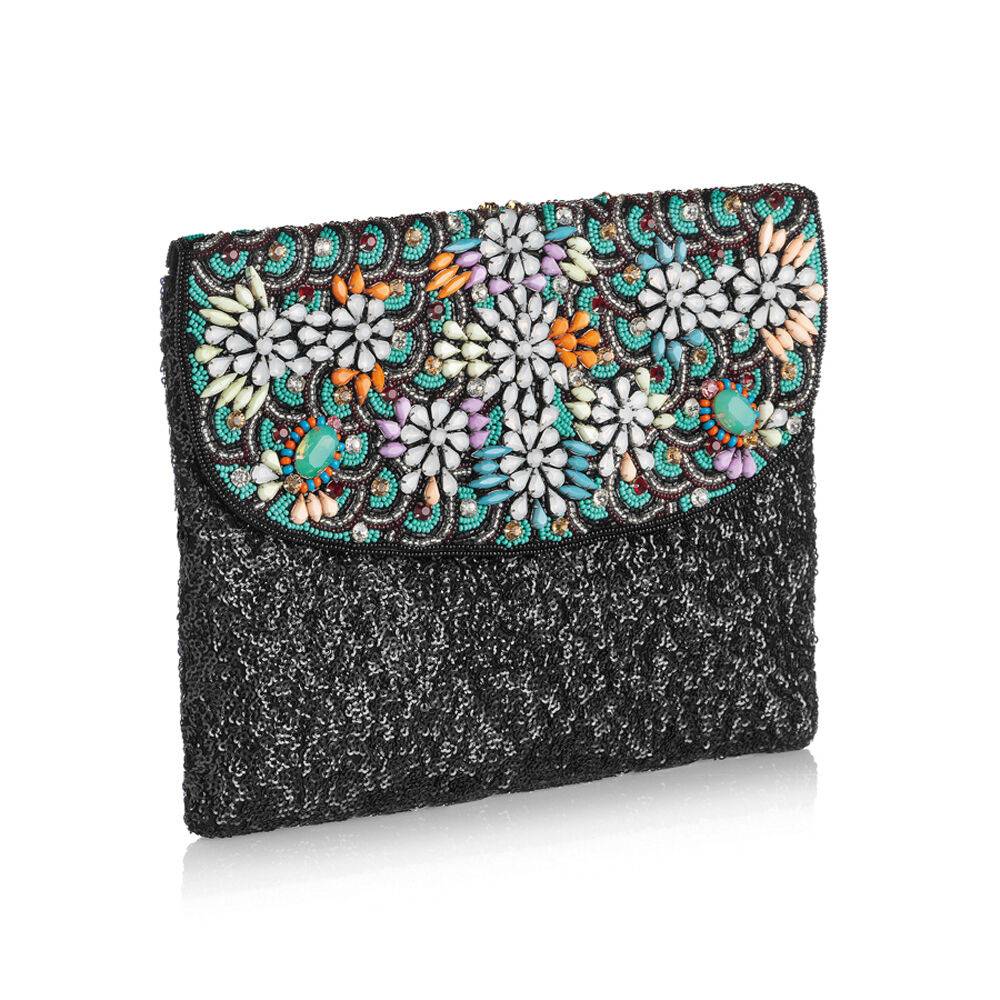 Ottaviani Clutch con cristalli,perline e strass