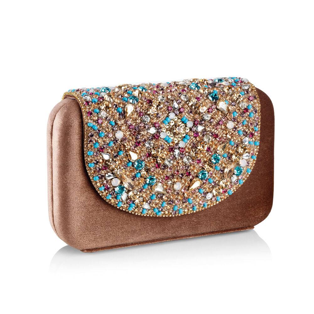 Ottaviani Clutch con cristalli,perline e strass
