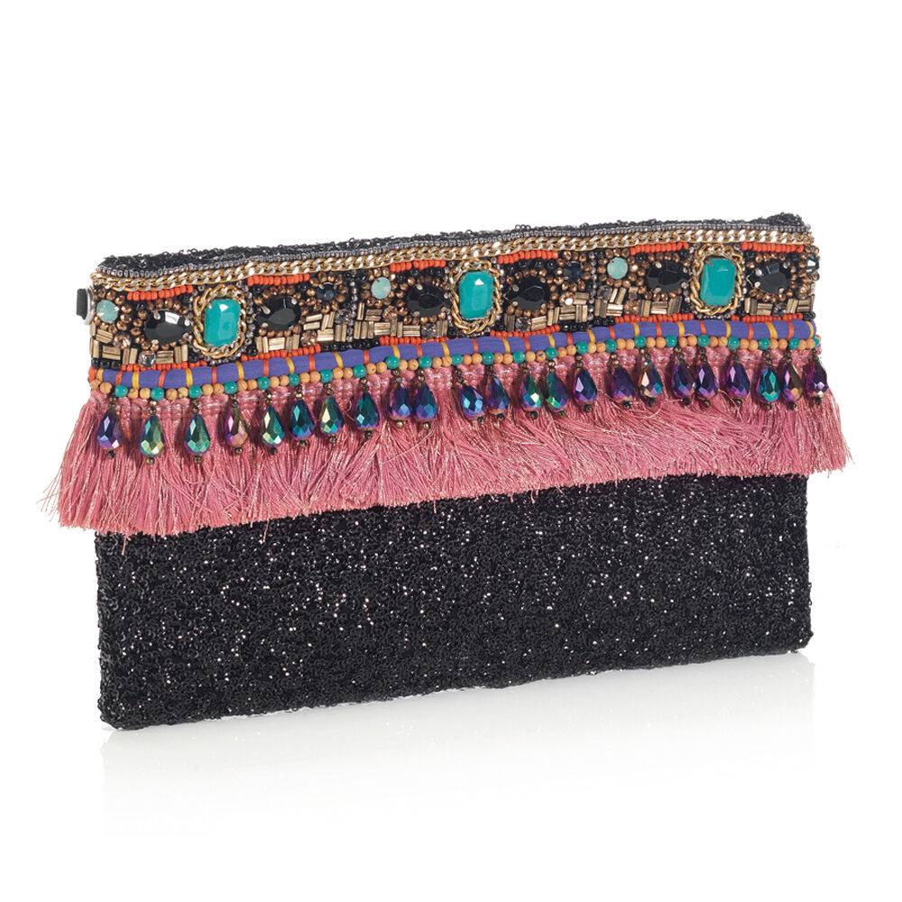 Ottaviani Clutch con strass e perline