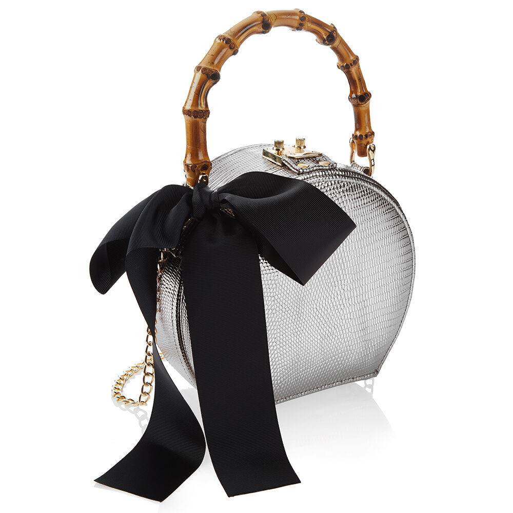 Ottaviani Clutch in ecopelle con fiocco in stoffa