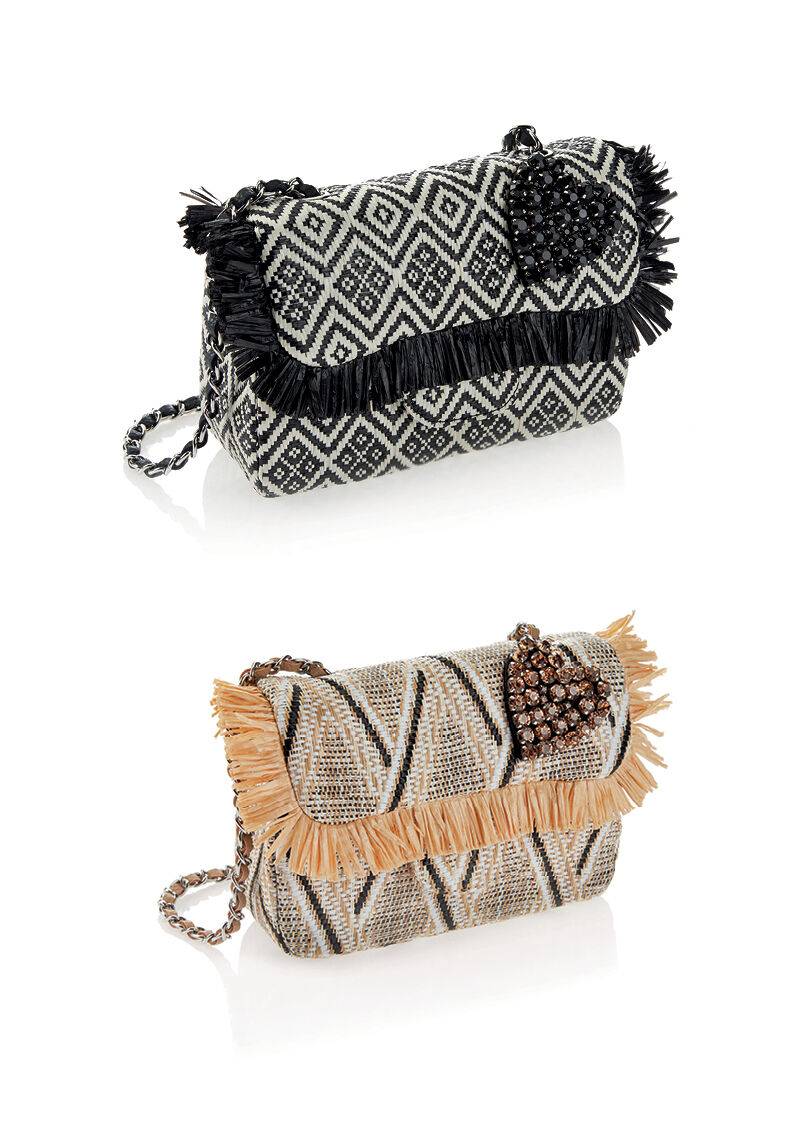 Ottaviani Clutch In Rafia Con Cristalli