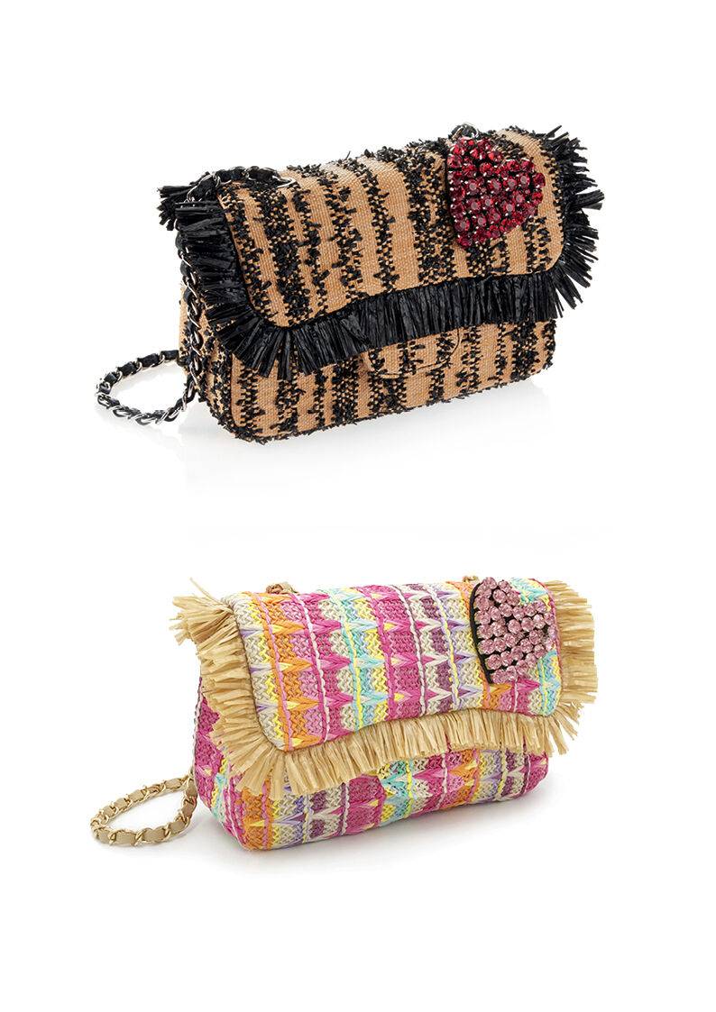 Ottaviani Clutch In Rafia Con Cristalli