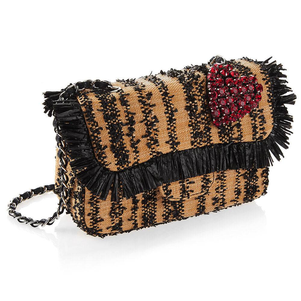 Ottaviani Clutch in rafia con cristalli