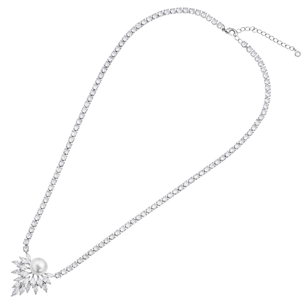 Ottaviani Collana con cubic zirconia e perle