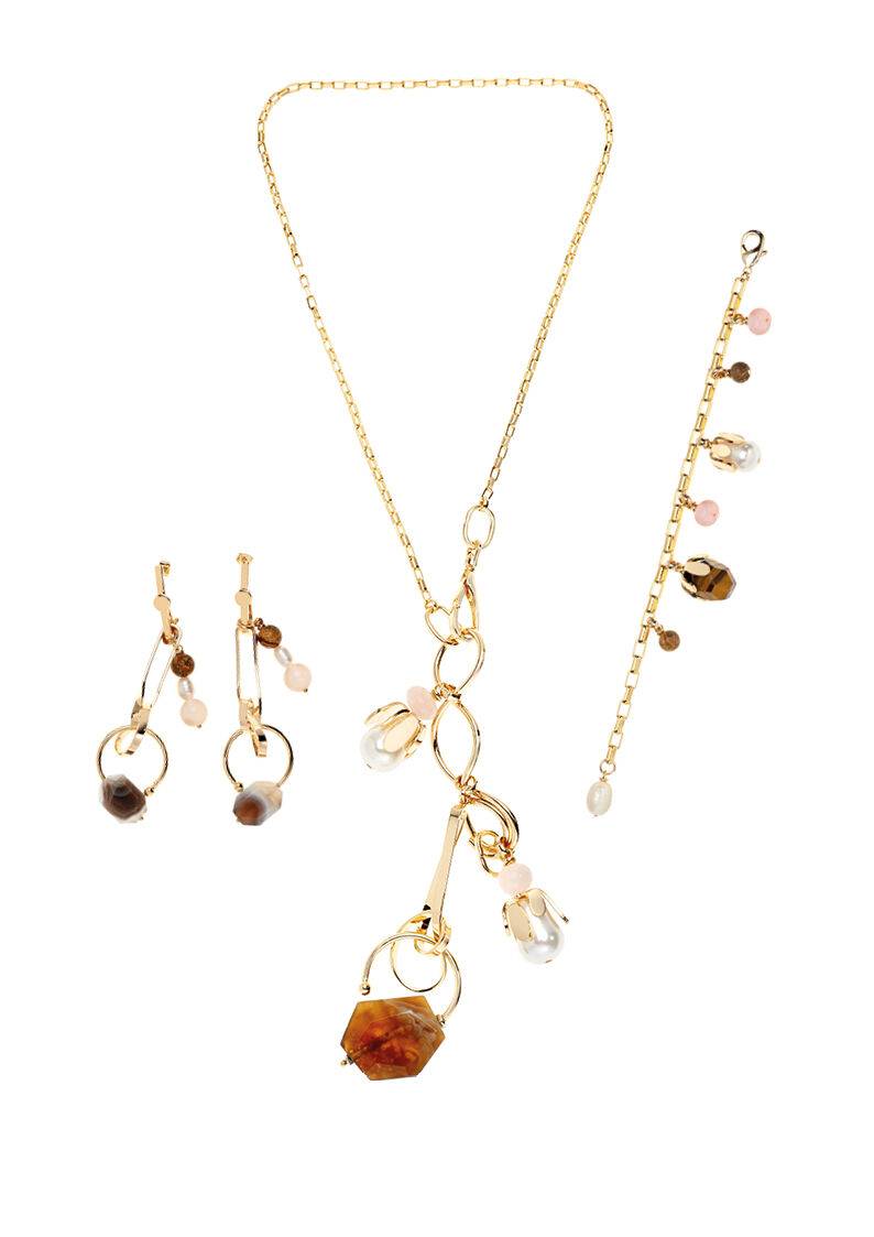 Ottaviani Collana Con Perle Bijoux,agata E Quarzo