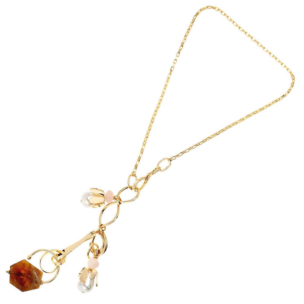 Ottaviani Collana con perle bijoux,agata e quarzo