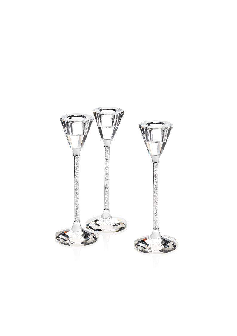 Ottaviani Coppia Candelieri Con Cristalli H. 18 Cm