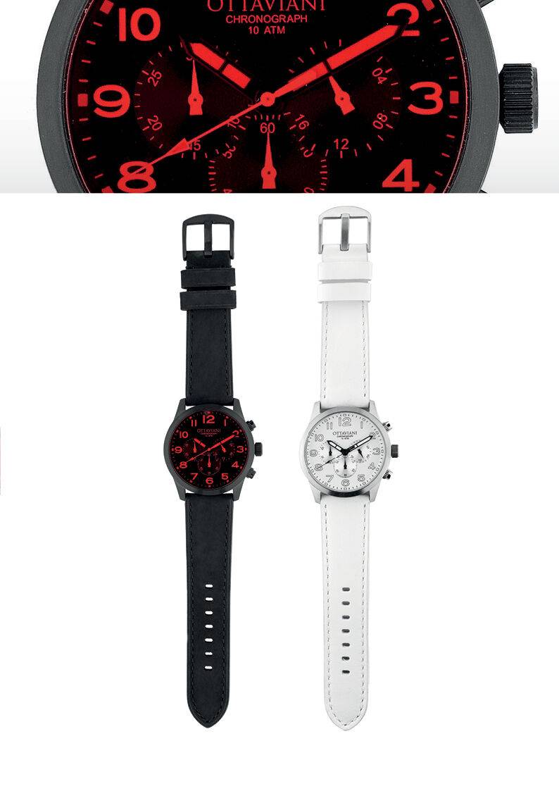 Ottaviani Cronografo Quadrante Rosso/pelle
