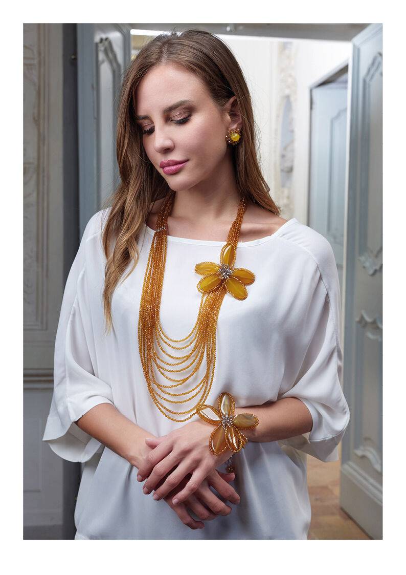 Ottaviani Orecchini Con Agata Gialla E Cristalli