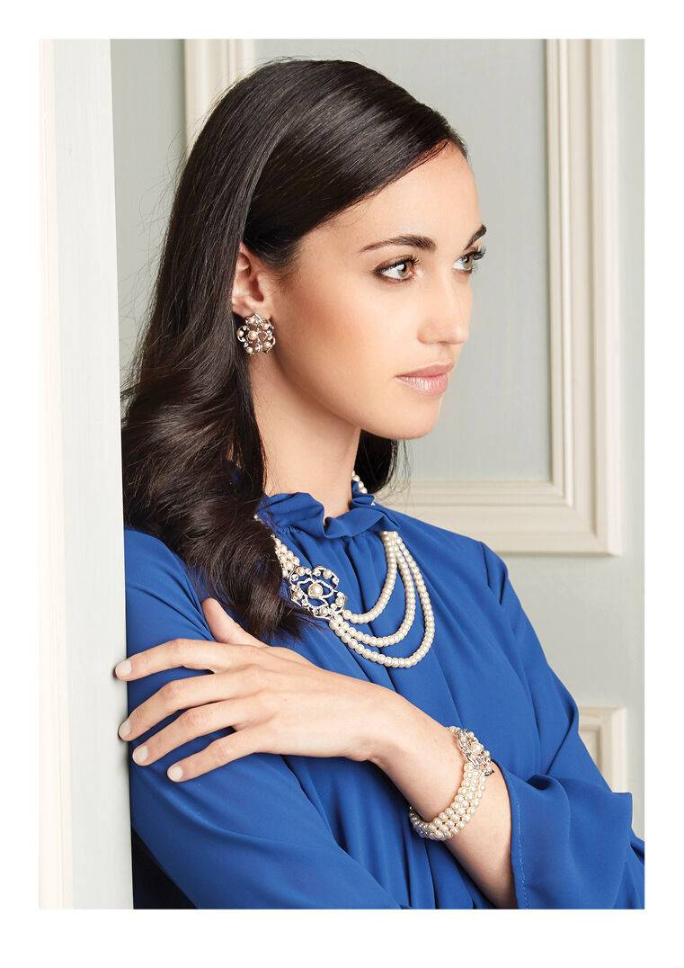 Ottaviani Orecchini Con Perle Di Vetro E Strass