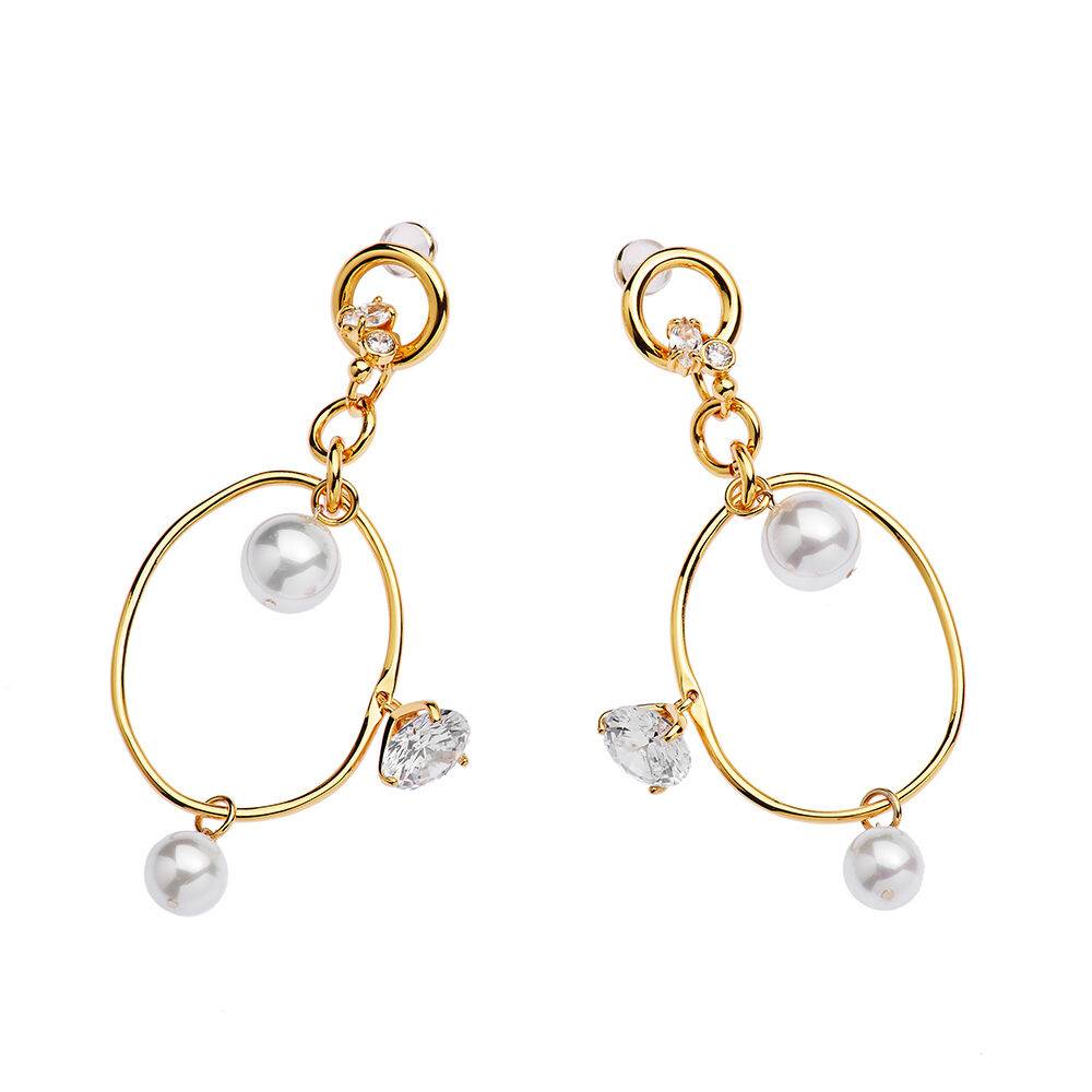 Ottaviani Orecchini in ottone con perle e zirconi