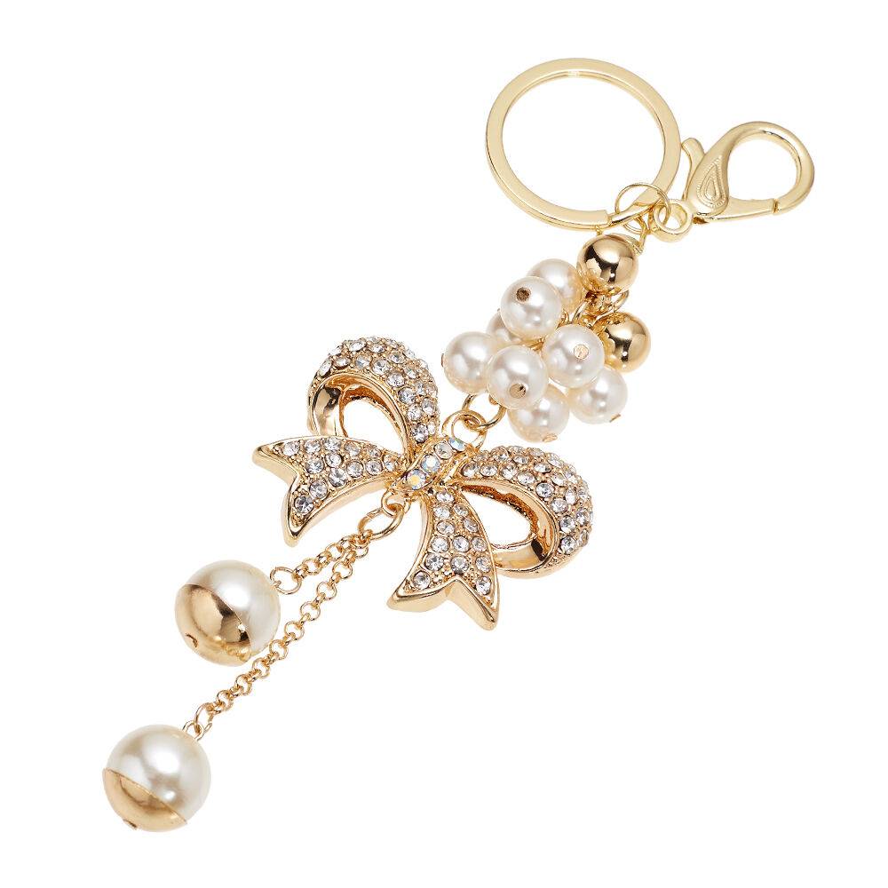 Ottaviani Portachiavi dorato con strass e perle