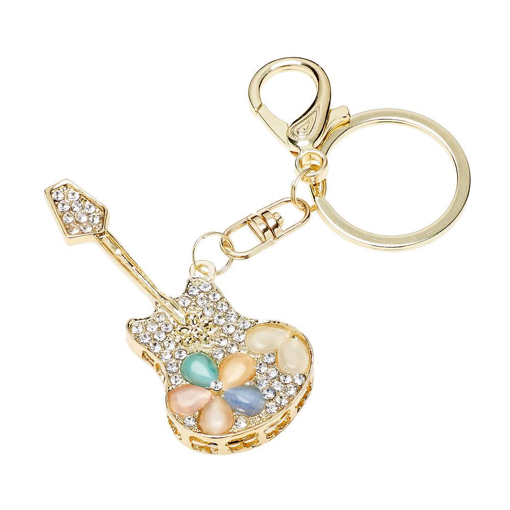 Ottaviani Portachiavi dorato con strass e perline