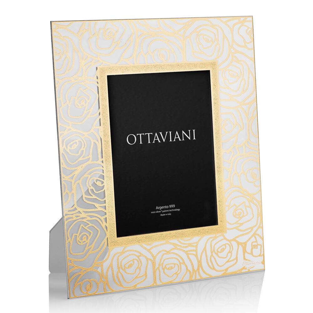 Ottaviani Portafoto cristallo "rose" c/f. oro
