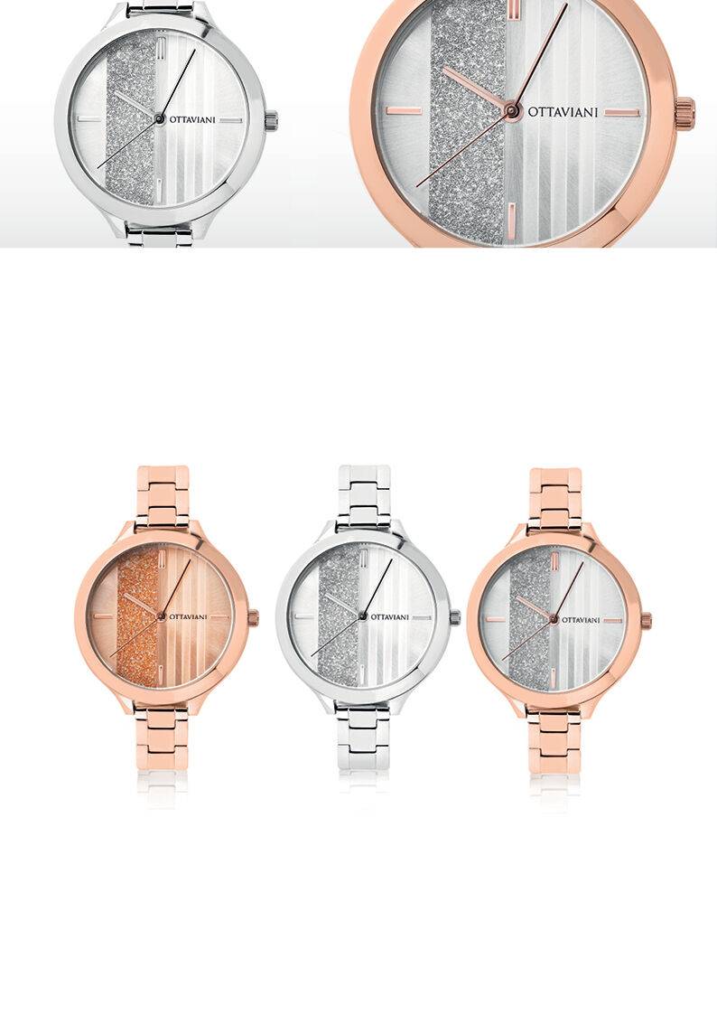 Ottaviani Quarzo Acciaio Oro Rosa Strass
