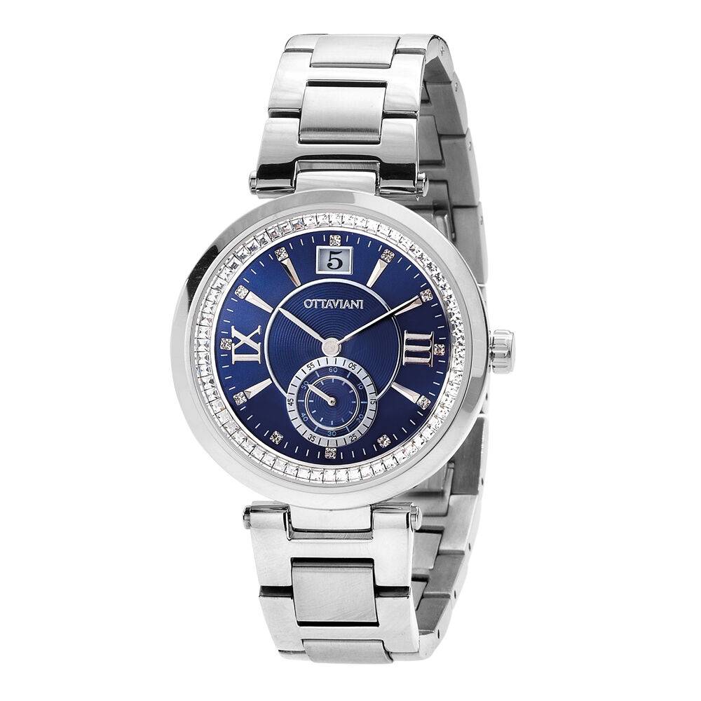 Ottaviani Quarzo blu rodiato con numeri romani