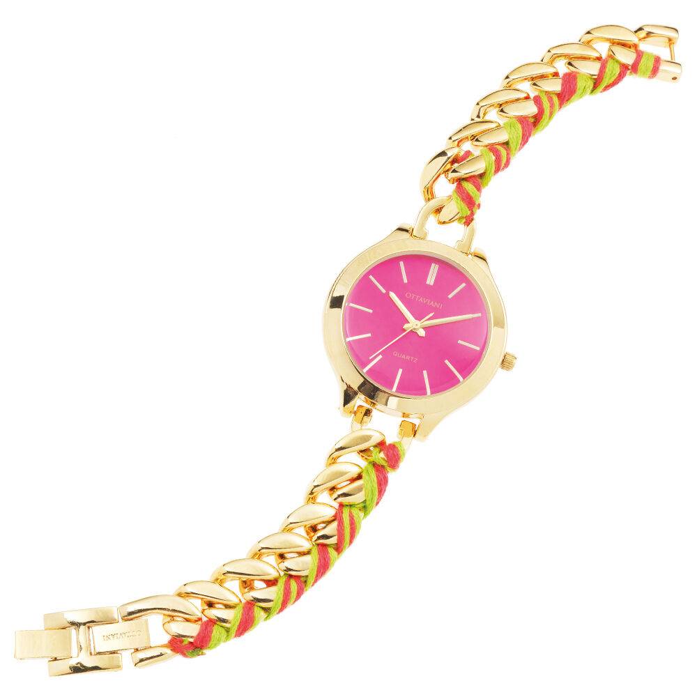 Ottaviani Quarzo rosso,bracciale catena dorata