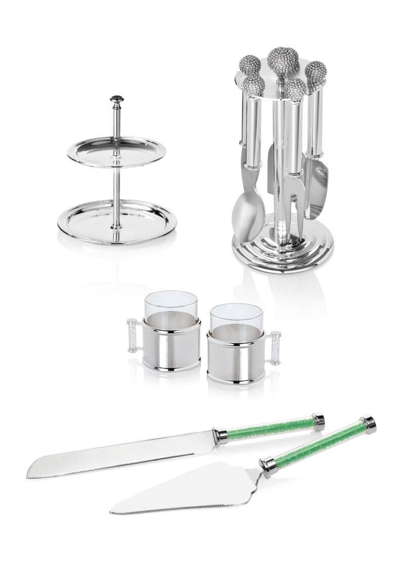 Ottaviani Set Posate Torta Con Cristallo Smeraldo