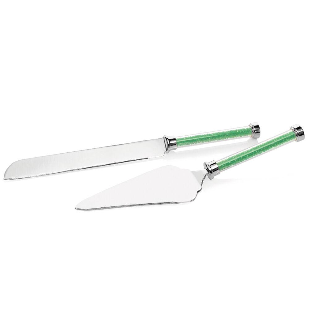 Ottaviani Set posate torta con cristallo smeraldo